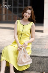 SONO - Đầm linen đột chỉ xương cá