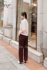 SONO - Áo linen tay lỡ cổ sen trơn