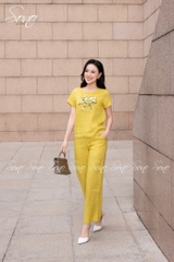 SONO - Bộ dài linen thêu cành hoa và chim