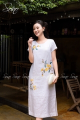 SONO - Đầm linen thêu hoa cúc