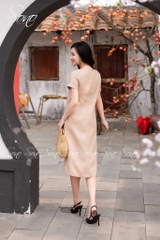 SONO - Đầm linen có tay thêu hoa bướm