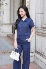 SONO - Bộ dài linen cổ sen