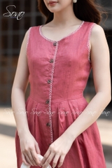 SONO - Đầm linen đột chỉ xương cá