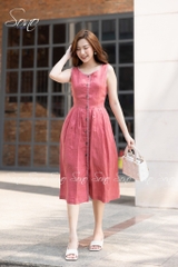 SONO - Đầm linen đột chỉ xương cá