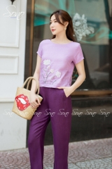 SONO -  Áo linen thêu hoa se sợi trắng