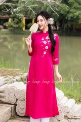 SONO - Áo dài hồng sen thêu cành hoa