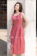 SONO - Đầm linen đột chỉ xương cá