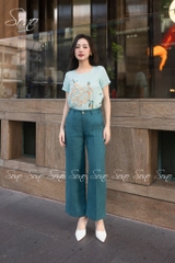 SONO - Áo linen nút bên thêu hoa to