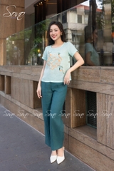 SONO - Áo linen nút bên thêu hoa to