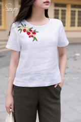 SONO - Áo linen thêu quả dâu