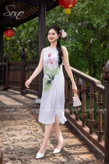 SONO - Đầm linen vẽ hoa sen