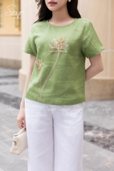 SONO - Áo linen thêu hoa sen
