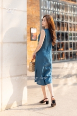 SONO - Đầm linen sát nách thêu hoa chấm màu
