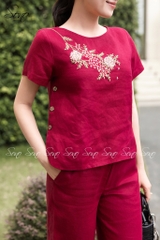 SONO - Bộ dài linen thêu hoa thiên lý