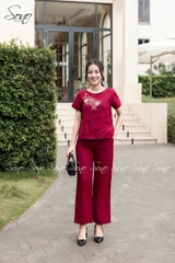 SONO - Bộ dài linen thêu hoa thiên lý