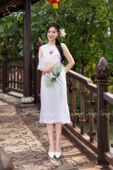 SONO - Đầm linen vẽ hoa sen