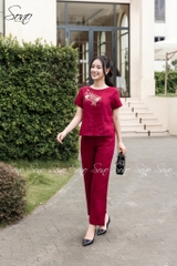 SONO - Bộ dài linen thêu hoa thiên lý