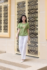 SONO - Áo linen thêu hoa sen