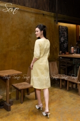 SONO - Đầm linen tay lỡ thêu hoa cỏ