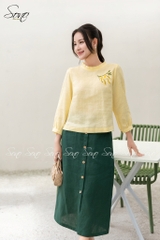 SONO - Chân váy linen nút gỗ