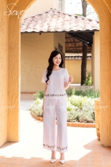 SONO - Bộ dài linen thêu viền