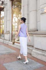 SONO - Áo sơ mi linen sát nách chạy gân