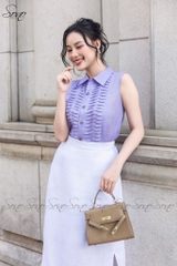 SONO - Áo sơ mi linen sát nách chạy gân