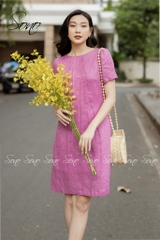 SONO - Đầm chất liệu linen chạy li form suông trẻ trung