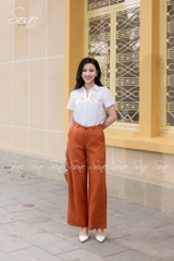 SONO - Áo sơ mi linen tay ngắn thêu ngang ngực