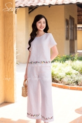 SONO - Bộ dài linen thêu viền