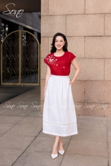 SONO - Chân váy linen dài phối ren