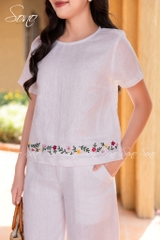 SONO - Bộ dài linen thêu viền