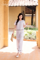 SONO - Bộ dài linen thêu viền