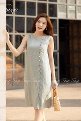 SONO - Đầm linen lượn sóng nút nhiều màu