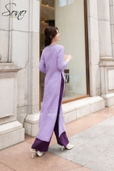 SONO - Áo dài tím cổ đan tay thêu lá tím