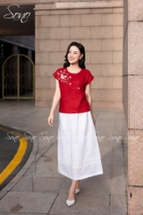 SONO - Áo linen tay dơi thêu hoa bướm