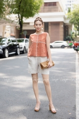 SONO - Áo linen sát nách phối crochet