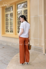 SONO - Áo sơ mi linen tay ngắn thêu ngang ngực