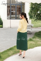 SONO - Chân váy linen nút gỗ