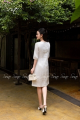 SONO - Đầm linen tay lỡ thêu hoa cỏ