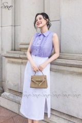 SONO - Áo sơ mi linen sát nách chạy gân