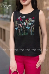 SONO - Áo linen sát nách thêu nhiều màu