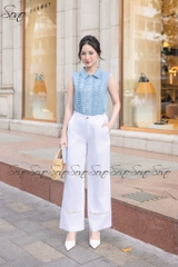 SONO - Áo sơ mi linen sát nách chạy gân