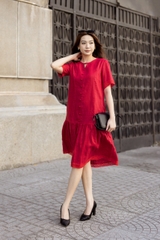 SONO - Đầm linen có tay chạy li dọc viền ren