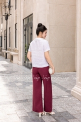 SONO - Áo linen cổ sen thêu hoa vàng