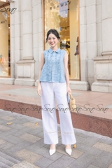 SONO - Áo sơ mi linen sát nách chạy gân