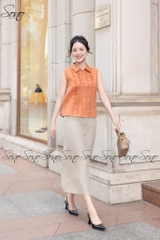 SONO - Áo sơ mi linen sát nách chạy gân