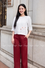 SONO - Áo linen tay lỡ thêu 7 cành