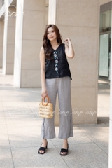 SONO - Áo linen sát nách thêu dọc