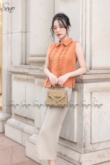 SONO - Áo sơ mi linen sát nách chạy gân